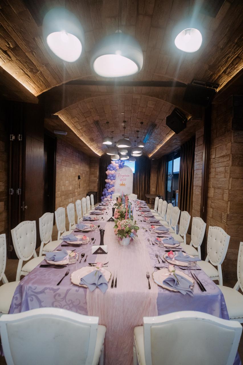 Elegant event dining hall setup